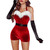 QueenLine Mrs Claus Costume Sleeveless Faux Fur Trim Halter Romper Short Jumpsuit