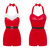 QueenLine Christmas Bodysuits Costume Santa Claus Sleeveless Faux Fur Trim Halter Backless Romper Short Playsuits