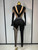QueenLine Sexy Sparkly Diamond Black Long Sleeves Bodycon Mesh Jumpsuit Evening Performance Stage Dress