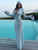 QueenLine Elegant Deep Vneck Sexy Bodycon Long Sleeve High Waist Slim Sexy Patchwork Long Maxi Dress