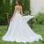QueenLine Strapless V-neck 3D Flower Lace Applique A Line Sweep Train Custom Made Wedding Dress