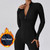 QueenLine One-Piece Long Sleeves Warm Thin Fleece Tracksuit Sports Suit Black Fitness Jumpsuits