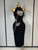 QueenLine Celebrity Elegant Luxury Diamonds Feather Black Bodycon Bandage Evening Dress