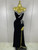 QueenLine Luxury Stage Stereoscopic Rhinestone Design Velour High Slit Strapless Floor Length Evening Dress