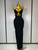 QueenLine Luxury Elegant Celebirty Black Spaghetti Strap Maxi Long Bandage Mesh Cut Out  Bodycon Evening Dress