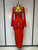 QueenLine Elegant Celebrity Luxury Sparkly Diamond Bandage Long Sleeve Bodycon Evening Dress