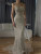 QueenLine Customized Saudi Sage Green Beaded Caramel Spaghetti Strap Mermaid Evening Dress