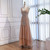 QueenLine A line Customized Elegant Luxury Nude Spaghetti Strap Beaded Evening Gown