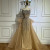 QueenLine Customized Nude Saudi Beaded Spaghetti Strap Evening Gowns with Overskirt