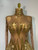 QueenLine Luxury Celebrity Stage Costume Sparkly Rhinestone Golden Tassel Mesh Evening Dress