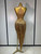 QueenLine Sexy Stage Costume Sparkly Rhinestone Mesh Transparent Sequins Tassel Evening Dress