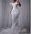 QueenLine Plus Size 3D Pleated Long Customized White Prom Bridal Dress