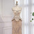 QueenLine Elegant Customized Nude Luxury Beaded Strapless Mermaid Evening Dress