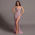 QueenLine Luxury Customized Pink Mermaid Sexy Sleeveless Slit Dubai Evening Dress