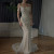 QueenLine Luxury Off Shoulder Customized Dubai Beaded White Nude Mermaid Sexy Evening Dress