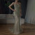 QueenLine Luxury Off Shoulder Customized Dubai Beaded White Nude Mermaid Sexy Evening Dress