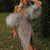 QueenLine Luxury Customized Silver Nude Strapless Mermaid Sexy Slit Beaded Tassels Evening Dress