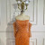 QueenLine Luxury Customized Arabic Orange Mermaid Strapless  Beaded  Evening Dress