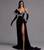 QueenLine Luxury Sexy Bead Black One-Shoulder Ball  Elegant Side Split Velour Mermaid Evening Dress