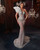 QueenLine Sexy Customized Crystal Beaded Sheer Mermaid Sleeveless Detachable Train Evening Gown