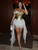 QueenLine Elegant Luxury Sexy Gold Irregular Off Shoulder Backless Mesh Patchwork Tassel Mini Bodycon Dress