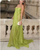 QueenLine Luxury Elegant Celebrity Pleated Customized Green Chiffon  Spaghetti Straps Mermaid Maxi Evening Dress