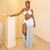 QueenLine Luxury One-Shoulder Strap Crop Bra Tops & Gauze Spliced Draped Split Long Skirt, 2pcs Set
