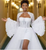 QueenLine Customized Luxury Long Flare Sleeve Train Corset Tiered Ruffles Civil White Wedding Dress