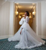QueenLine Customized Luxury Long Flare Sleeve Train Corset Tiered Ruffles Civil White Wedding Dress