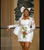 QueenLine Customized Curvy Long Sleeves Pearls Lace Satin African Short Civil Court Bridal Gown