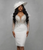 QueenLine Customized V Neck Long Sleeve Knee Length Straight Crystal Bridal Reception Civil Wedding Dress