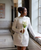 QueenLine Luxury Customized Civil Short O Neck Long Sleeve Mini Straight Pearls Courthouse Bridal Gowns
