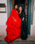 QueenLine Celebrity Elegant Couture Custom Made Red Long Prom Layered Luxury Tiered Maxi Dress with Sleeves