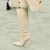 QueenLine Genuine Leather weave Skinny square toe Slip-on Chunky heels Knee high boots