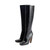 QueenLine Genuine Leather weave Skinny square toe Slip-on Chunky heels Knee high boots