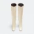 QueenLine Genuine Leather weave Skinny square toe Slip-on Chunky heels Knee high boots