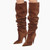 QueenLine Luxury Suede trouser legs Pointed Pleated Super high heel Over the knee boots