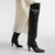 QueenLine chunky heel genuine leather Over The Knee Round toe High-heeled Slip-on tan boots