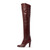 QueenLine chunky heel genuine leather Over The Knee Round toe High-heeled Slip-on tan boots