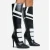 QueenLine Patchwork Sewing Matten Leather Knee High Sexy Pointed Toe Zipper Boots