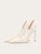 QueenLine Elegant Mesh White High Heels Luxury Style  Daisy Embroidered Flower With Skirt