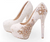 QueenLine White pearl beads high Luxury peacock high  Bridal Pumps