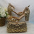 QueenLine Luxury Ankle Strap Champagne Gold and purse Bridal High Pumps