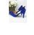QueenLine Teal Blue Luxury crystal ankle strap Pointed toe High Buckle Bridal shoes