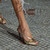 QueenLine Luxury Metal leather peep Pointed toe Back Strap Sexy Super high heel