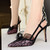 QueenLine Luxury Design Slingbacks Pumps Mesh Lace Hollow Style Buckle Strap Pointed Toe