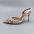 QueenLine Luxury Mesh Butterfly Knot Crystal Pump Pointed Toe Slingback High Heel
