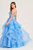 QueenLine Elegant Customized Glitter Lace Embroidery Tulle Ruffled Blue A-shaped Evening Dress