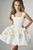 QueenLine Luxury Elegant Square Neckline & 3D Fabric Roses White Satin Structured Bodice, Bubble Skirt Flower Girl Dress