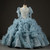 QueenLine Luxury Arabic Dubai Blue Pearls Beaded Princess Flower Girl Dress